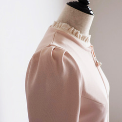 [入學典禮的完美搭配] 珍珠拉鍊針織夾克 [淺粉紅色] 第11張的照片
