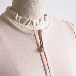 [入學典禮的完美搭配] 珍珠拉鍊針織夾克 [淺粉紅色] 第10張的照片