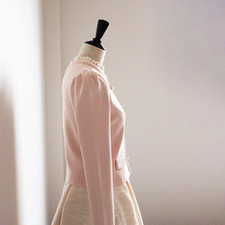 [入學典禮的完美搭配] 珍珠拉鍊針織夾克 [淺粉紅色] 第7張的照片