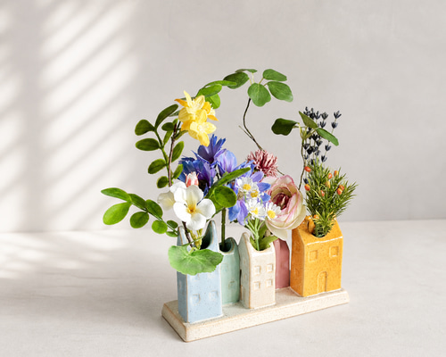 造花 アレンジメント 陶器の花瓶付き PAS064 造花アレンジメント/陶器鉢】フラワーアレンジメント アーティ 花束・アレンジメント