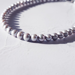 ☆シルバーパール（淡水真珠）の一連ネックレス　～銀花 5枚目の画像
