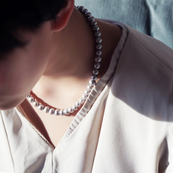 ☆シルバーパール（淡水真珠）の一連ネックレス　～銀花 6枚目の画像