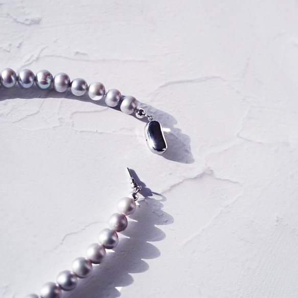 ☆シルバーパール（淡水真珠）の一連ネックレス　～銀花 8枚目の画像