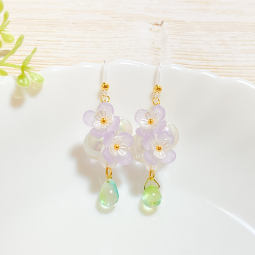 フラワーなにゃんこ♪ しっぽゆらゆら♡ピアス/イヤリング