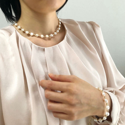淡水パールとゴールドビーズのネックレス ネックレス・ペンダント
