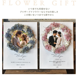 子育て感謝状 結婚式 プリザーブドフラワー リース 誕生日 記念品 両親  プレゼント 【写真印刷F4キャンバスリース】 9枚目の画像