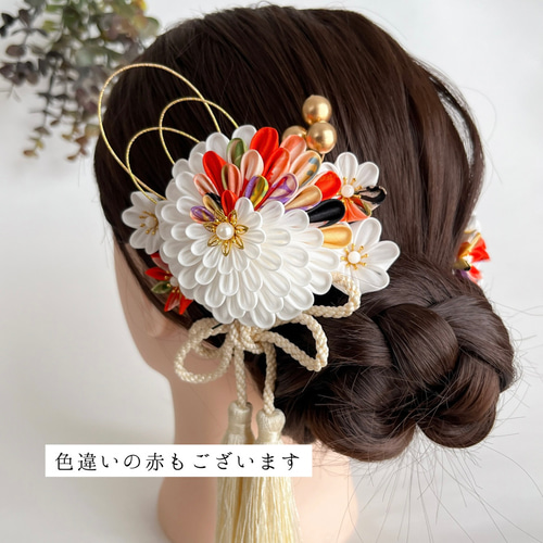 青好きの方へ 七五三 成人式 結婚式 つまみ細工髪飾り【レトロフラワー