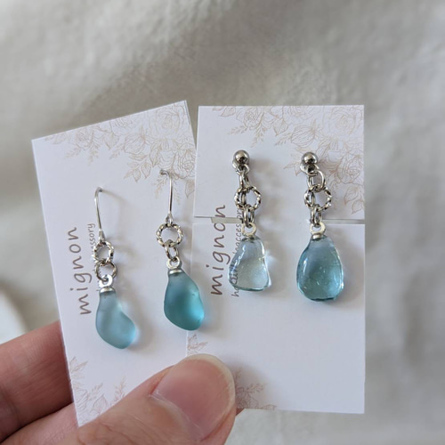 再販】人魚の涙/シンプルなシーグラスピアスイヤリング 贈り物  