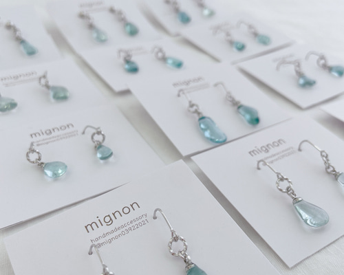 1198】人魚と波模様の小さめピアス／イヤリング 1198】人魚と波模様の