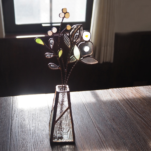 花束つき♪ステンドグラスの一輪挿し（透明） 一輪挿し・花瓶・花器