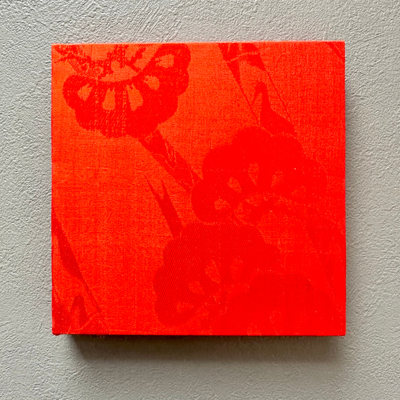 着物のファブリックパネル　輝く紅白の梅（3枚セット）　着物リメイク　インテリア　古民家　ひなまつり　壁飾り 7枚目の画像