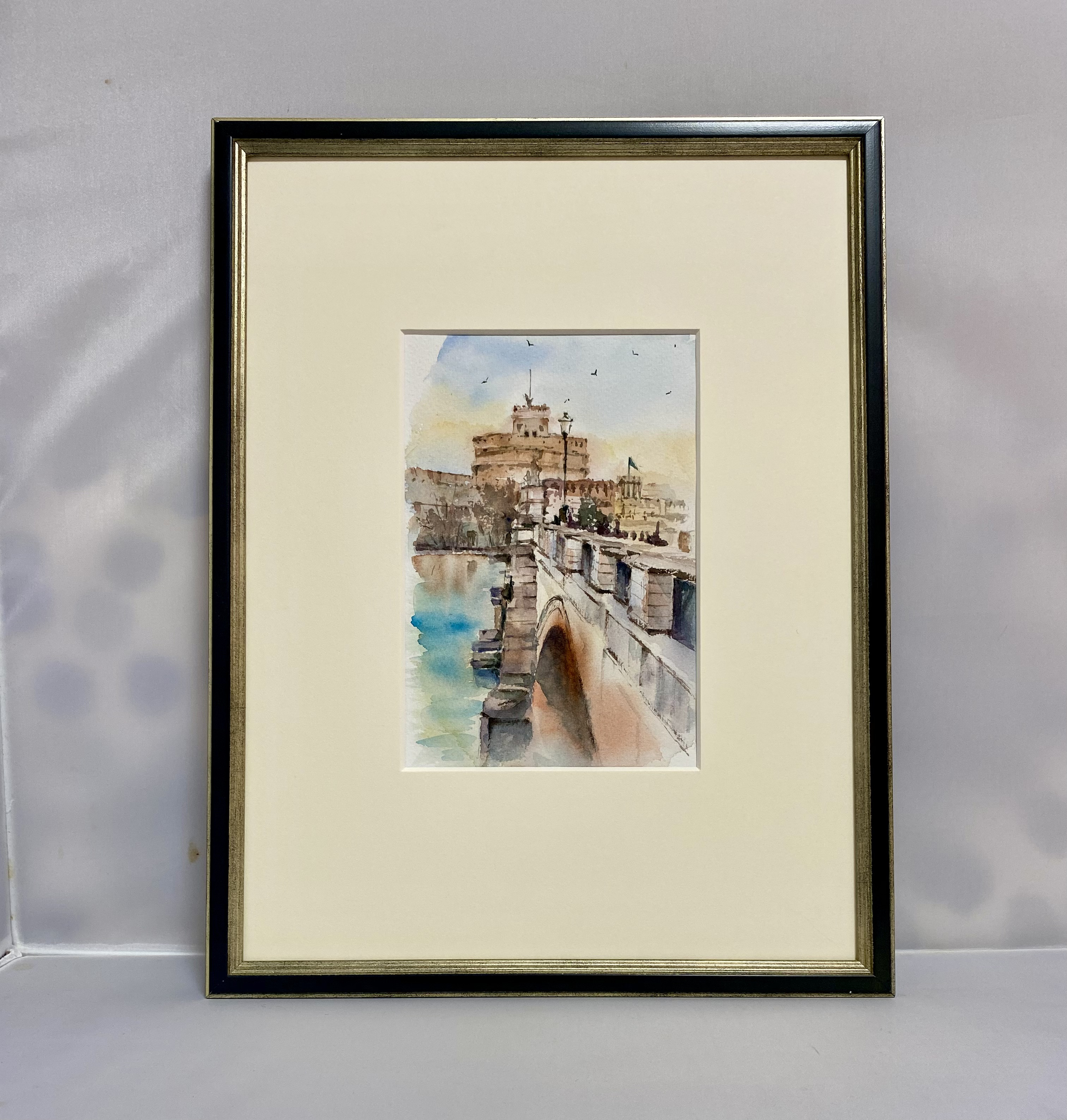 ローマの風景(水彩画)額付き ローマの風景(水彩画)額付き ローマの風景(水彩画)額付き 楽天