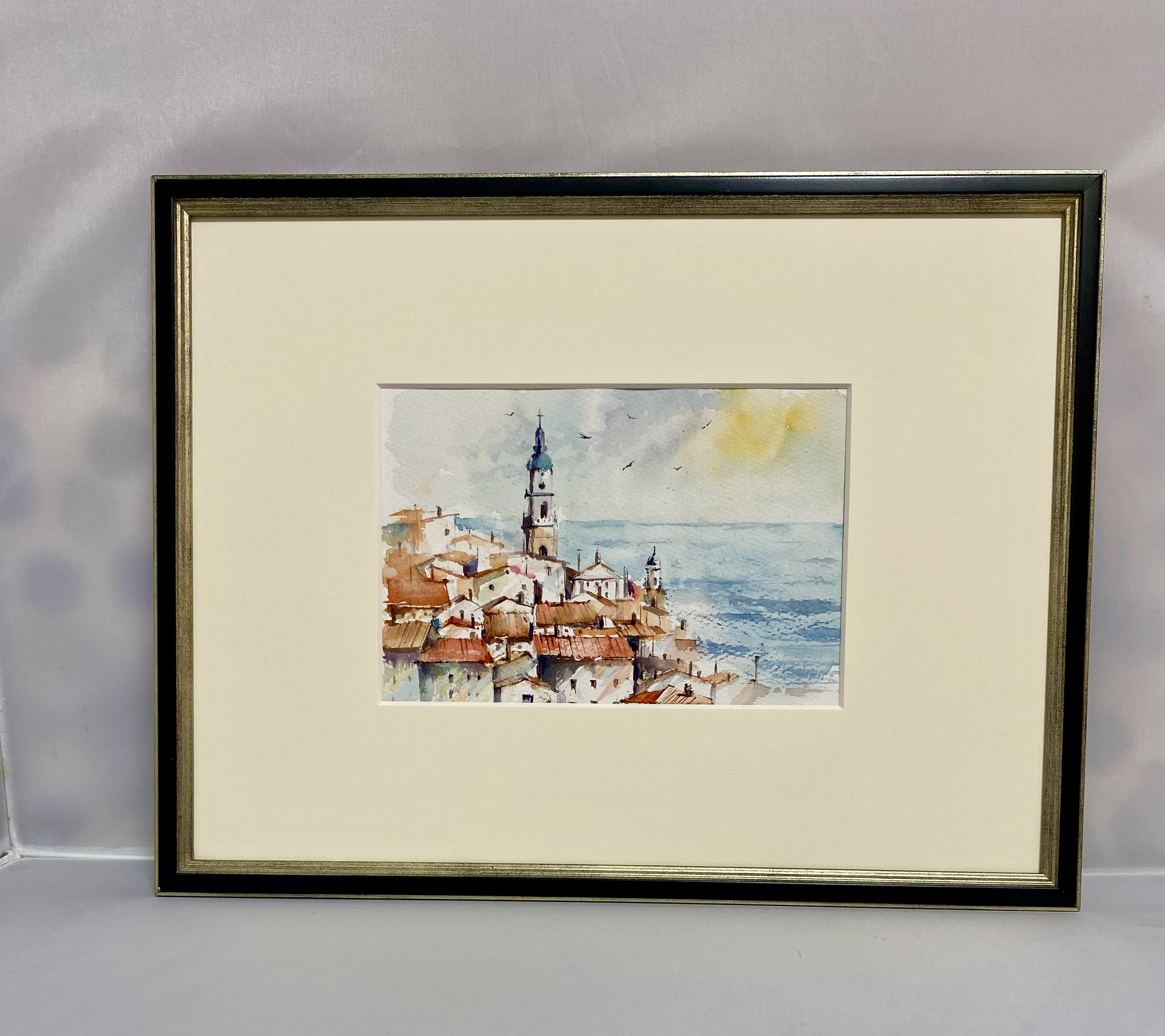 もも様リクエスト　南仏風景2点　水彩画、原画、風景画、絵画 フリー絵画] 川瀬巴水作「日本風景集2 関西篇 奈良二月堂」で