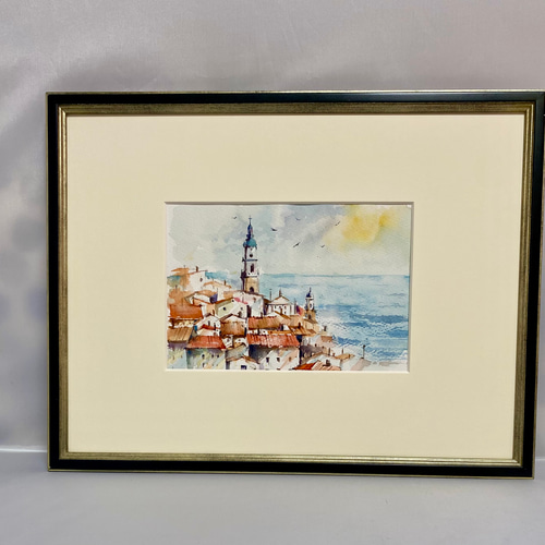 南フランスの小さな村 水彩画 風景画のイラスト素材 [85233066