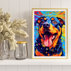 【Heavenly Life（天ノ国） - ロットワイラー犬 No.2】アートポスター 犬の絵 犬の絵画 8枚目の画像