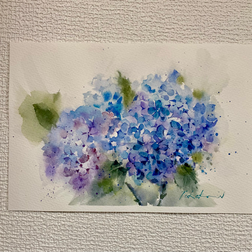 絵画　水彩画　あじさい 水彩画原画 あじさい・鎌倉明月院 ＃511 | syoumei ｜インテリア