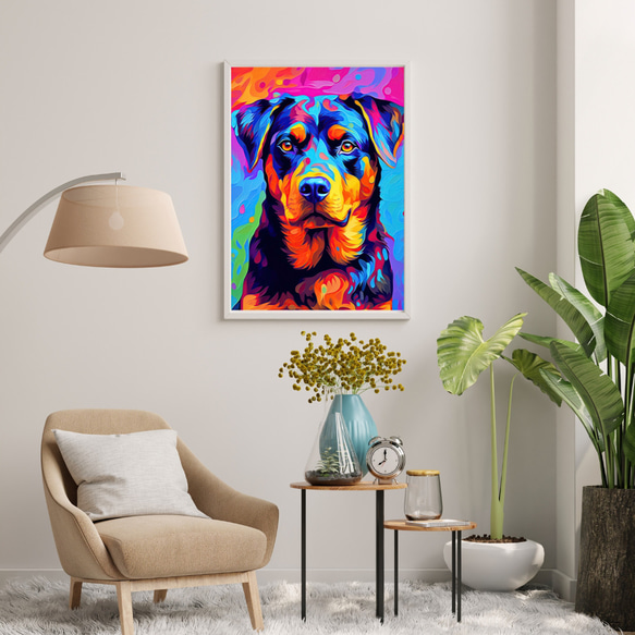 【Heavenly Life（天ノ国） - ロットワイラー犬 No.5】アートポスター 犬の絵 犬の絵画 7枚目の画像