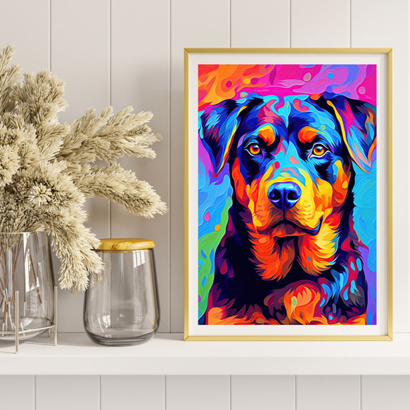 【Heavenly Life（天ノ国） - ロットワイラー犬 No.5】アートポスター 犬の絵 犬の絵画 8枚目の画像