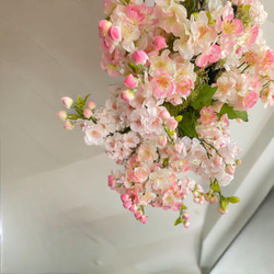 光触媒　桜のお花見リース　フライングリース　桜リース　アーティフィシャルフラワー 4枚目の画像