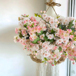 光触媒　桜のお花見リース　フライングリース　桜リース　アーティフィシャルフラワー 9枚目の画像