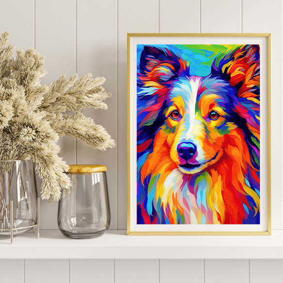 【Heavenly Life（天ノ国） - ラフコリー犬 No.1】アートポスター 犬の絵 犬の絵画 8枚目の画像