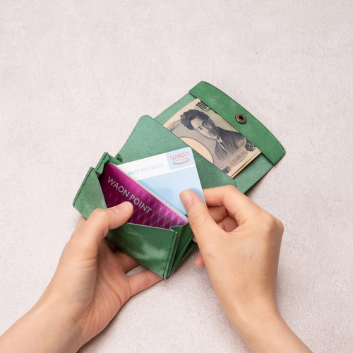 【イタリアンレザー】お札が折れない三つ折り財布　フルハンドメイド 三つ折り財布 イタリアンレザー 本革 お札が折れない 小さい財布