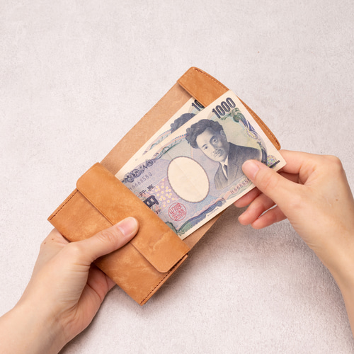 【イタリアンレザー】お札が折れない三つ折り財布　フルハンドメイド 送料無料【クリスマスペア割/名入れ可】お札を折らない可愛い三つ折り