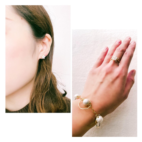 bloomシリーズ＊アクセサリー3点セット＊華奢可愛い＊大人女子 ピアス 