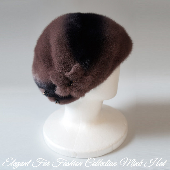 気品を美しく纏う"大人"を彩る名品☆素敵なチョコレートブラウンミンク帽子 ミンクファー帽子 耳の保護 冬用 暖か毛皮帽子 4枚目の画像