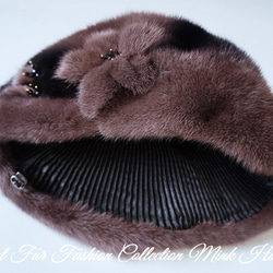 気品を美しく纏う"大人"を彩る名品☆素敵なチョコレートブラウンミンク帽子 ミンクファー帽子 耳の保護 冬用 暖か毛皮帽子 2枚目の画像