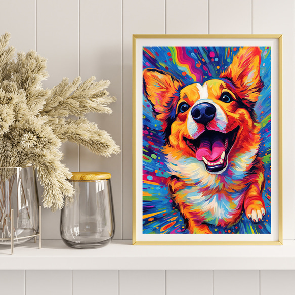 【Heavenly Life（天ノ国） - ウェルシュコーギー犬 No.4】アートポスター 犬の絵 犬の絵画 8枚目の画像