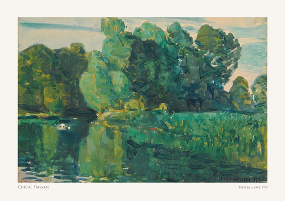 チャイルド・ハッサム Trees by a Lake 湖畔の木々 アートポスター 絵画 アートパネル 名画 AP286 5枚目の画像