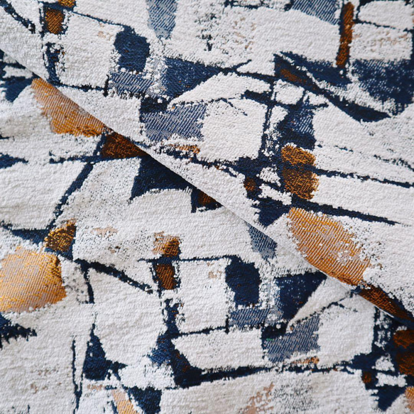 ジャガード織り生地 ゴンブラン織り 油絵感 几何学模様 4枚目の画像