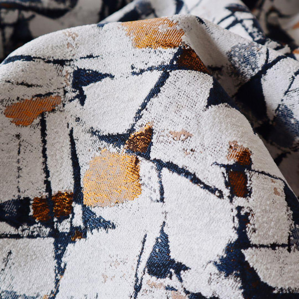 ジャガード織り生地 ゴンブラン織り 油絵感 几何学模様 5枚目の画像