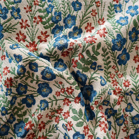 お花柄 ゴブラン織り生地 ジャガード織り ボタニカル柄 2枚目の画像