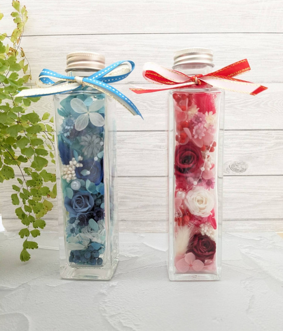 バラのボトルフラワー ハーバリウム プレゼント ギフト シンプル 1枚目の画像