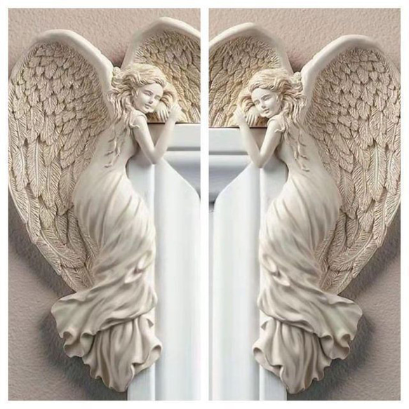 左右のドアフレーム 天使の翼壁の彫刻 ヴィンテージ調 北欧 ヨーロッパ 壁掛け インテリア エンジェル 西洋 ch-54 2枚目の画像