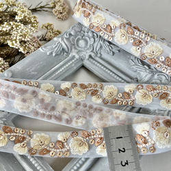 50cm  インド刺繍リボン  チュール　花柄 12枚目の画像
