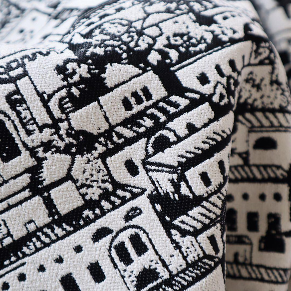 ジャガード織り生地 ゴンブラン織り 北欧風 ハウス柄 厚手 3枚目の画像