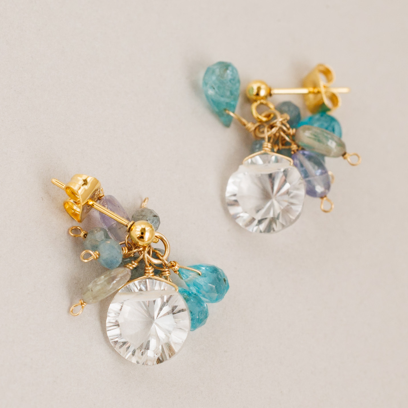 水晶 タンザナイト アパタイト モスアクアマリン ピアス イヤリング 4,233円