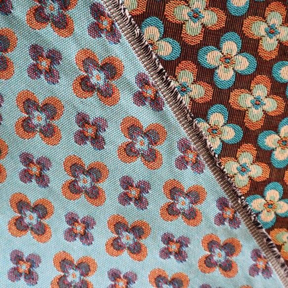 J58A クローバー 幾何学柄 ゴブラン織り生地 ジャガード織り150×50cm 10枚目の画像