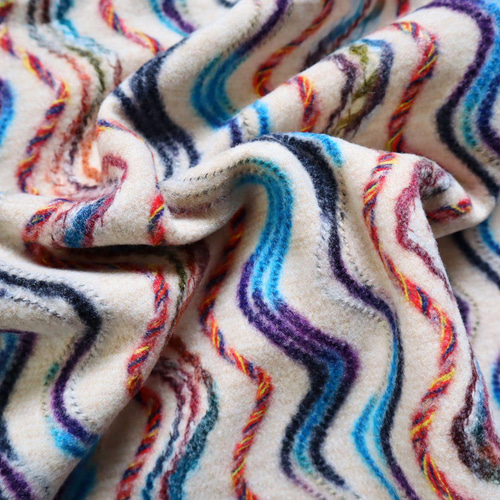 オルテガ柄 ネイティブ柄 刺繍 ウールニット生地 厚手 生地 オルテガ柄 ネイティブ柄 刺繍 ウールニット生地 厚手 生地