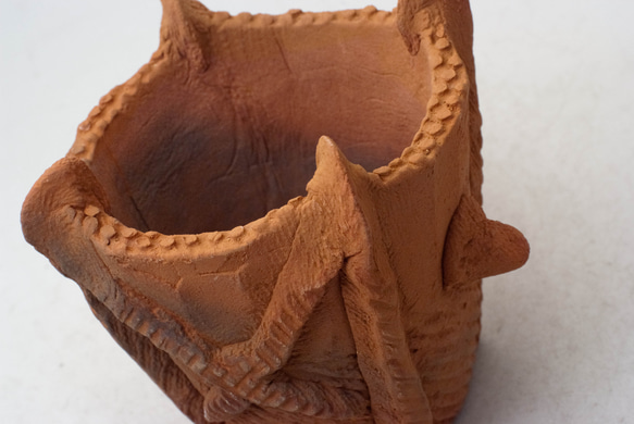 陶器製（3号ポット相当）縄文植木鉢 jomon-S-8411 2枚目の画像