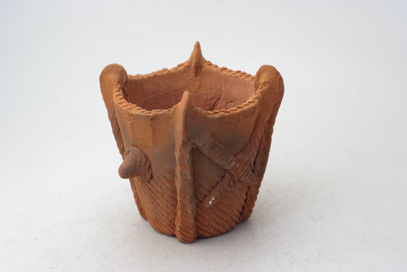 陶器製（3号ポット相当）縄文植木鉢 jomon-S-8411 1枚目の画像