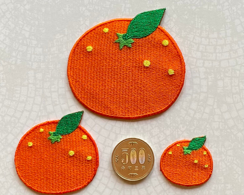 大きめ！創作アップリケ(布絵)　みかん みかん刺繍刺繍ワッペン 大 その他雑貨 shop.kimi 通販 17292404