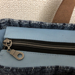 裂き織り　ニュアンス縞のハンドバッグ（本革持ち手） 6枚目の画像