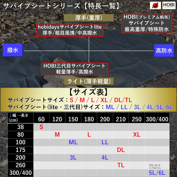 三代目サバイブシート ブラックオリーブ HOBI 日本製 グランドシート 極軽上質帆布 撥水パラフィン加工 キャンプ 6枚目の画像