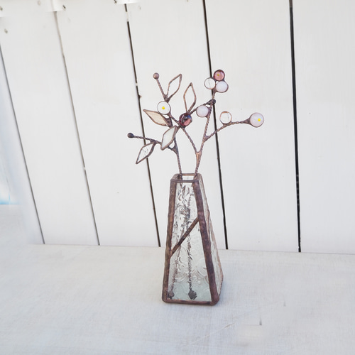 ★ステンドグラス花瓶型★ ステンドグラス一輪挿し/ブルー」花器 花瓶 | iichi 日々の