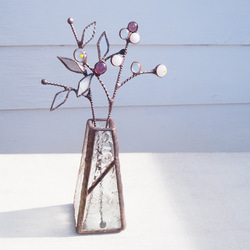 ★ステンドグラス花瓶型★ ステンドグラス一輪挿し/ブルー」花器 花瓶 | iichi 日々の