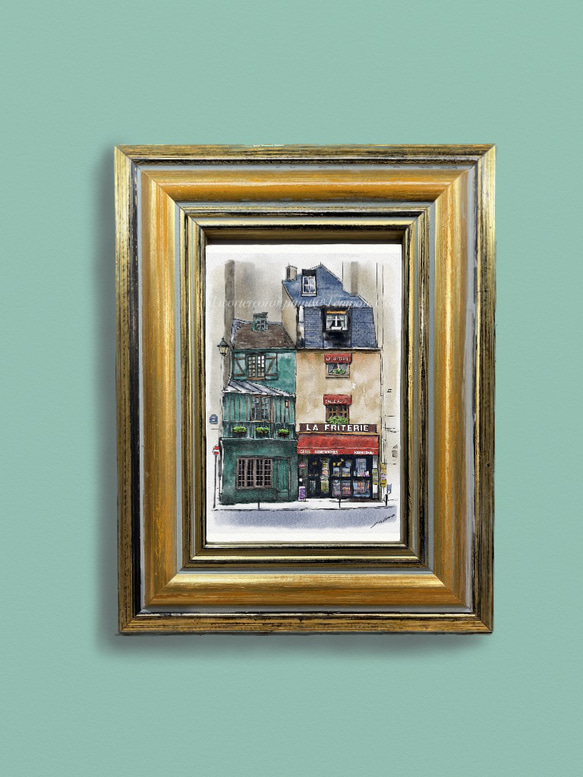 ポストカード ヨーロッパ風景画（組み合わせ自由4枚セット1.000円）No.259  パリ　カルチェラタンの街角 5枚目の画像